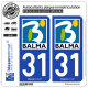 2 Autocollants plaque immatriculation Auto 31 Balma - Ville