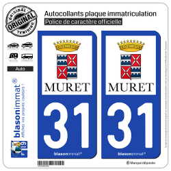2 Autocollants plaque immatriculation Auto 31 Muret - Ville