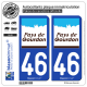 2 Autocollants plaque immatriculation Auto 46 Gourdon - Pays