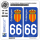 2 Autocollants plaque immatriculation Auto 66 Catalogne - Armoiries