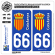 2 Autocollants plaque immatriculation Auto 66 Catalunya - Armoiries