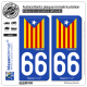 2 Autocollants plaque immatriculation Auto 66 Catalunya - Estelada Blava