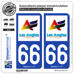 2 Autocollants plaque immatriculation Auto 66 Les Angles - Village Station