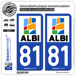 2 Autocollants plaque immatriculation Auto 81 Albi - Agglo