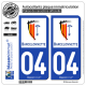 2 Autocollants plaque immatriculation Auto 04 Barcelonnette - Ville
