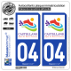 2 Autocollants plaque immatriculation Auto 04 Castellane - Tourisme