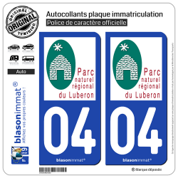 2 Autocollants plaque immatriculation Auto 04 Luberon - Parc Naturel Régional