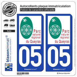 2 Autocollants plaque immatriculation Auto 05 Queyras - Parc Naturel Régional