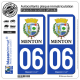 2 Autocollants plaque immatriculation Auto 06 Menton - Ville
