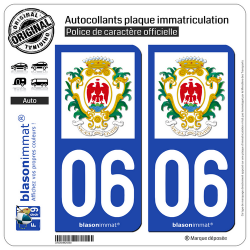 2 Autocollants plaque immatriculation Auto 06 Nice - Ville