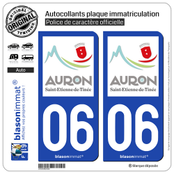 2 Autocollants plaque immatriculation Auto 06 Saint-Étienne-de-Tinée - Commune