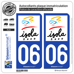 2 Autocollants plaque immatriculation Auto 06 Isola 2000 - Station