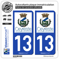 2 Autocollants plaque immatriculation Auto 13 Ceyreste - Commune