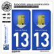 2 Autocollants plaque immatriculation Auto 13 Carry-le-Rouet - Armoiries