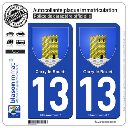 2 Autocollants plaque immatriculation Auto 13 Carry-le-Rouet - Armoiries