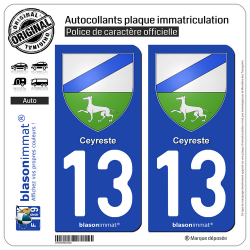 2 Autocollants plaque immatriculation Auto 13 Ceyreste - Armoiries