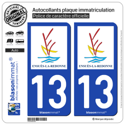 2 Autocollants plaque immatriculation Auto 13 Ensuès-la-Redonne - Commune