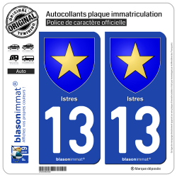 2 Autocollants plaque immatriculation Auto 13 Istres - Armoiries