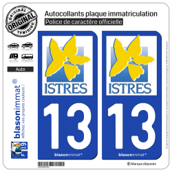 2 Autocollants plaque immatriculation Auto 13 Istres - Ville