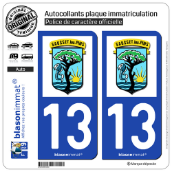 2 Autocollants plaque immatriculation Auto 13 Sausset-les-Pins - Commune