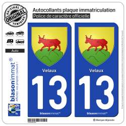 2 Autocollants plaque immatriculation Auto 13 Velaux - Armoiries