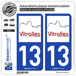 2 Autocollants plaque immatriculation Auto 13 Vitrolles - Ville