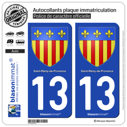 2 Autocollants plaque immatriculation Auto 13 Saint-Rémy-de-Provence - Armoiries
