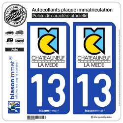 2 Autocollants plaque immatriculation Auto 13 Châteauneuf-les-Martigues - Ville