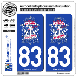 2 Autocollants plaque immatriculation Auto 83 Toulon - Port