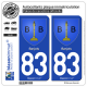 2 Autocollants plaque immatriculation Auto 83 Barjols - Blason