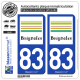 2 Autocollants plaque immatriculation Auto 83 Brignoles - Tourisme