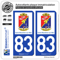 2 Autocollants plaque immatriculation Auto 83 Saint-Mandrier-sur-Mer - Ville