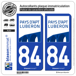 2 Autocollants plaque immatriculation Auto 84 Apt - Agglo