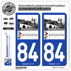 2 Autocollants plaque immatriculation Auto 84 Avignon -Tourisme
