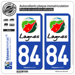 2 Autocollants plaque immatriculation Auto 84 Lagnes - Commune