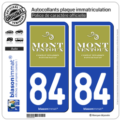 2 Autocollants plaque immatriculation Auto 84 Mont Ventoux - Pays