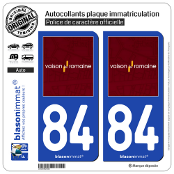 2 Autocollants plaque immatriculation Auto 84 Vaison-la-Romaine - Ville