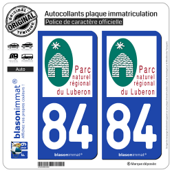 2 Stickers plaque immatriculation Auto 84 Luberon - Parc Naturel Régional