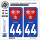 2 Autocollants plaque immatriculation Auto 44 Ancenis - Armoiries