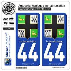 2 Autocollants plaque immatriculation Auto 44 Grande Brière - Armoiries