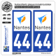 2 Autocollants plaque immatriculation Auto 44 Nantes - Agglo