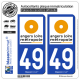2 Autocollants plaque immatriculation Auto 49 Angers - Agglo