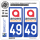 2 Autocollants plaque immatriculation Auto 49 Angers - Tourisme