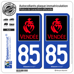 2 Autocollants plaque immatriculation Auto 85 Vendée - Tourisme