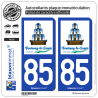 2 Autocollants plaque immatriculation Auto 85 Fontenay-le-Comte - Ville
