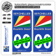 2 Autocollants plaque immatriculation Auto : Seychelles - Drapeau