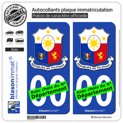 2 Autocollants plaque immatriculation Auto : Philippines - Armoiries