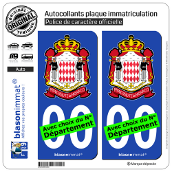 2 Autocollants plaque immatriculation Auto : Monaco - Carabiniers du Prince