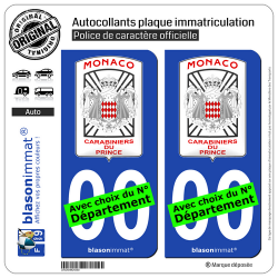 2 Autocollants plaque immatriculation Auto : Monaco - Garde Monégasque