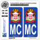 2 Autocollants plaque immatriculation Auto : MC Monaco - Carabiniers du Prince